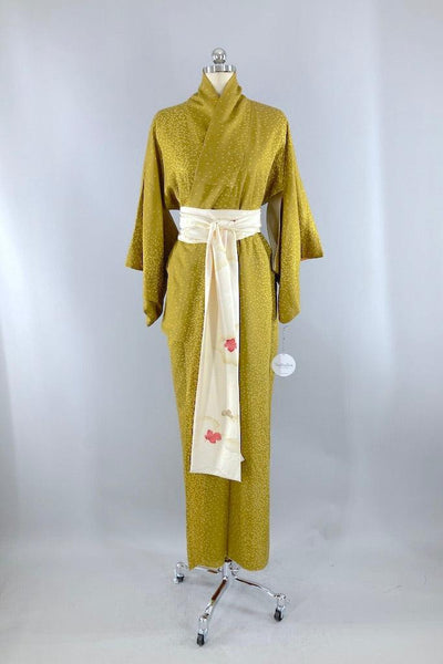 Vintage Green Gold Geometric Kimono Robe-ThisBlueBird