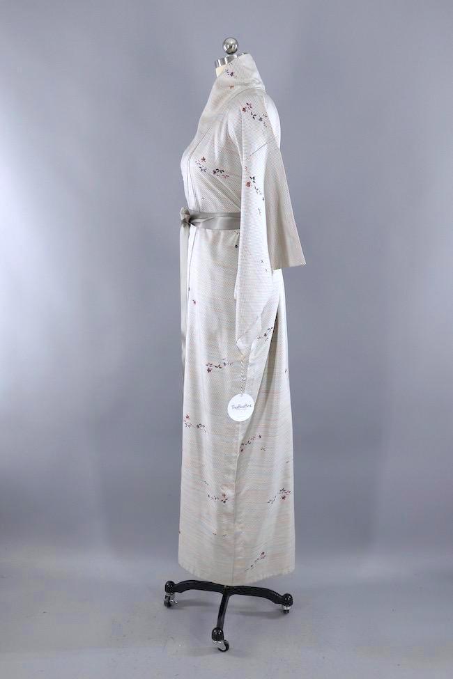 Vintage Kimono Robe / Grey Pastel Dots-ThisBlueBird
