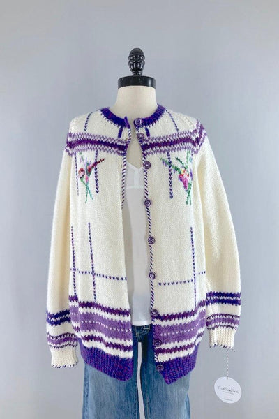 Vintage Hand Knitted Spring Cardigan-ThisBlueBird