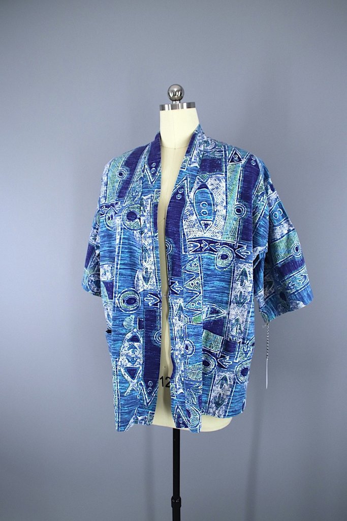Vintage 1960s Hawaiian Print Kimono Jacket - ThisBlueBird