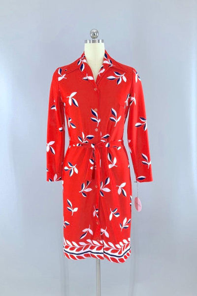 Vintage Lady Carol Red Leaf Dress-ThisBlueBird