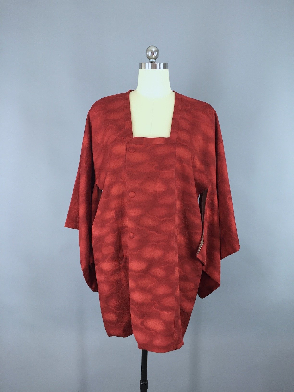 Vintage 1970s Michiyuki Kimono Coat / Maroon Red - ThisBlueBird