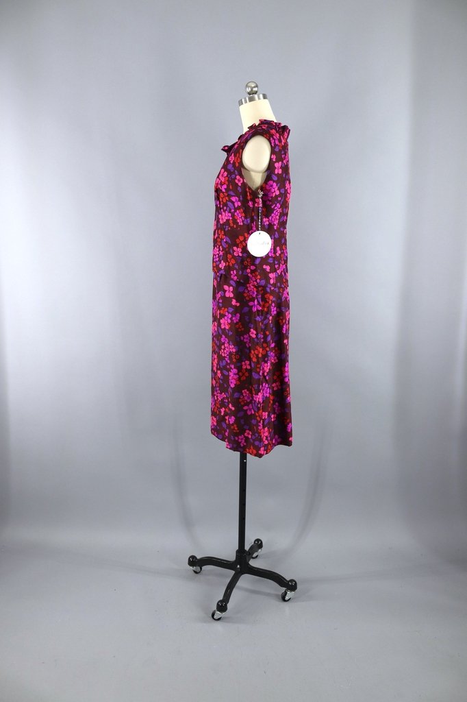 Vintage 1960s Blouse & Skirt Set / Pink & Purple Floral Print - ThisBlueBird