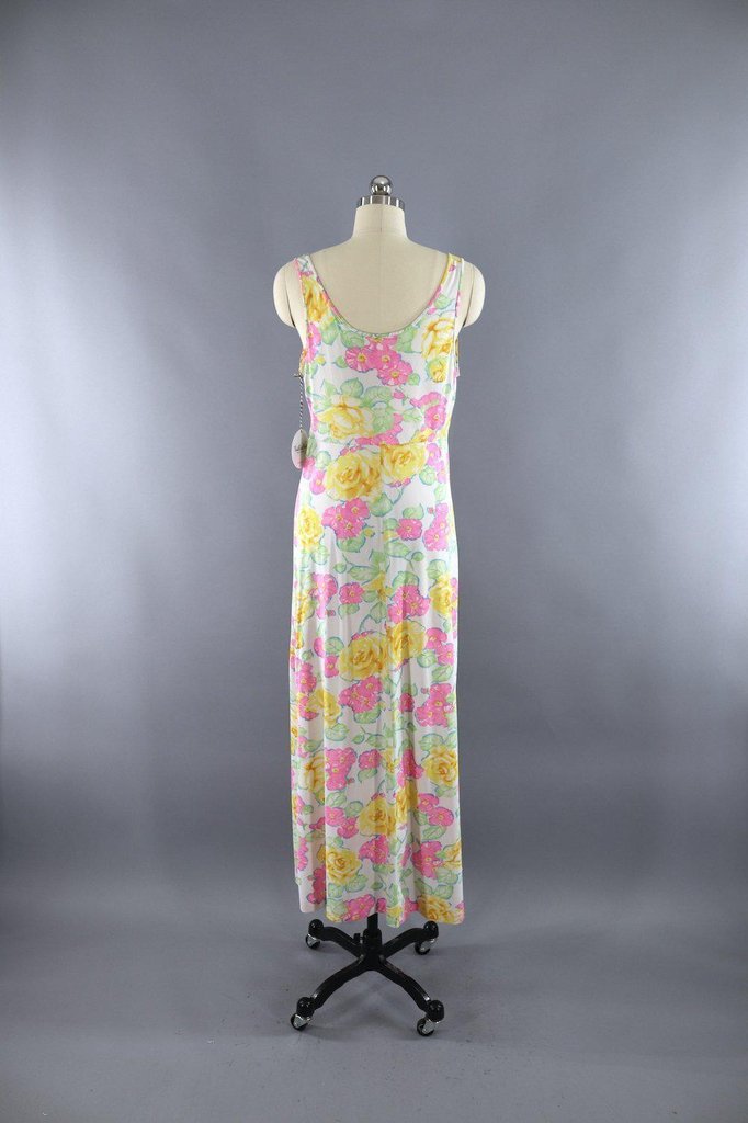 Vintage 1960s Pink Floral Print Long Nightgown - ThisBlueBird