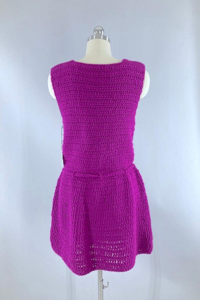 Vintage Purple Daisy Crochet Tunic Dress-ThisBlueBird