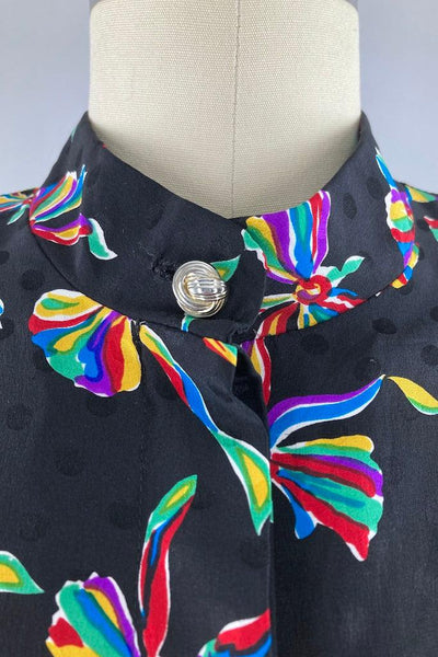 Vintage Rainbow Bows Silk Dress-ThisBlueBird