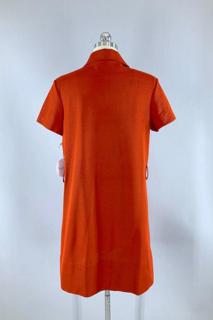 Vintage Rust Orange Polo Shirt Dress-ThisBlueBird