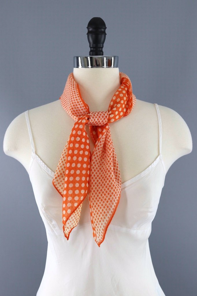 Vintage square scarf in orange