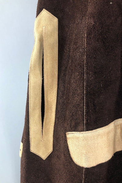 Vintage Suede Leather Cape Poncho Hippie Jacket-ThisBlueBird - Modern Vintage