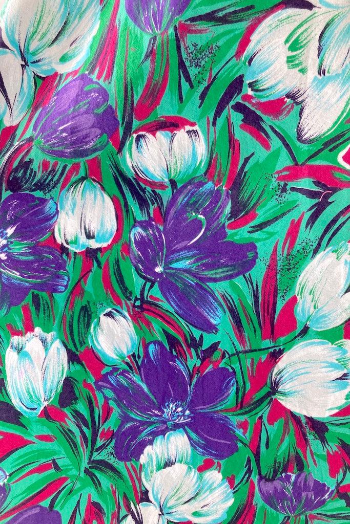 Vintage Tulip Floral Print Cotton Dress-ThisBlueBird