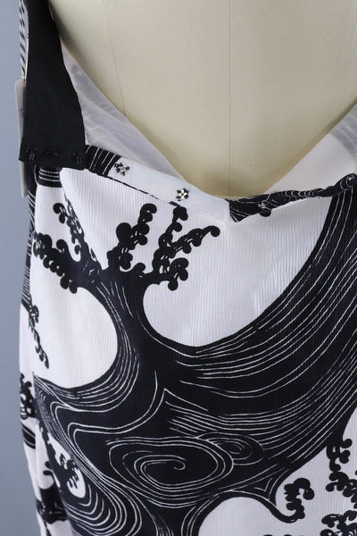 Vintage Wave Print Halter Dress-ThisBlueBird - Modern Vintage