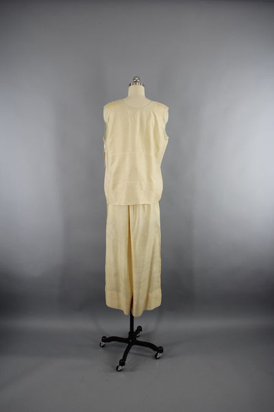 Vintage 1920s Raw Silk Pajamas Loungewear - ThisBlueBird
