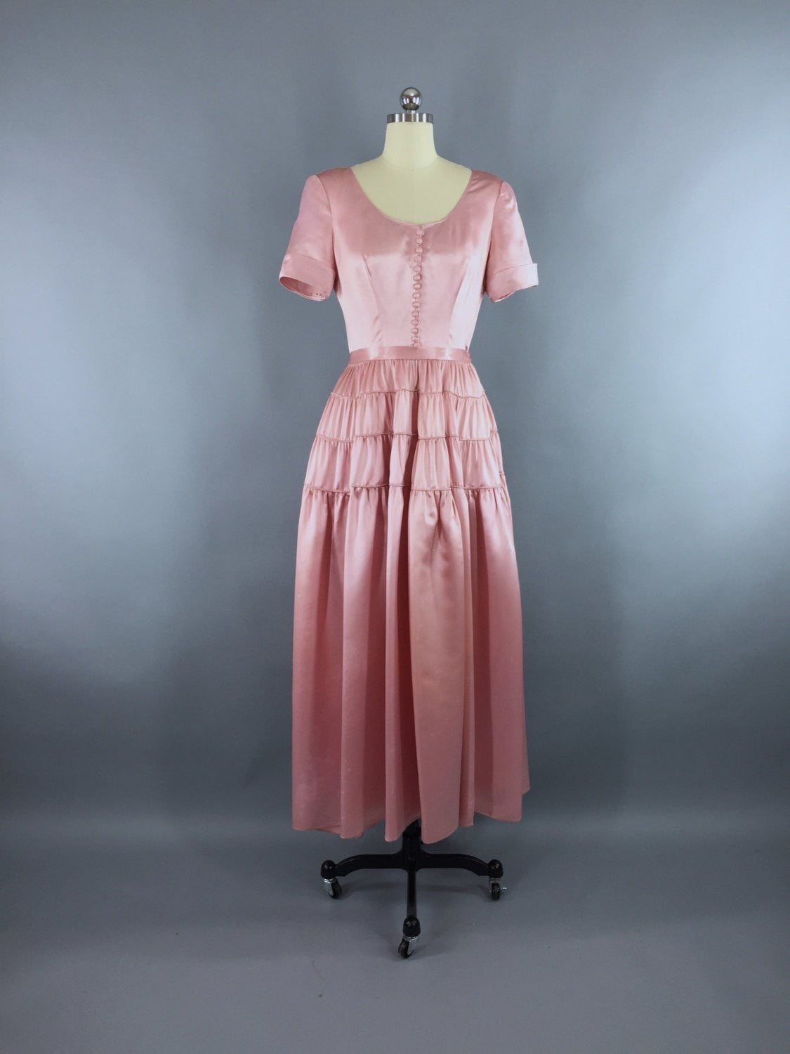 Vintage 1930s-1940s Satin Gown / Pink Maxi Dress  ThisBlueBird