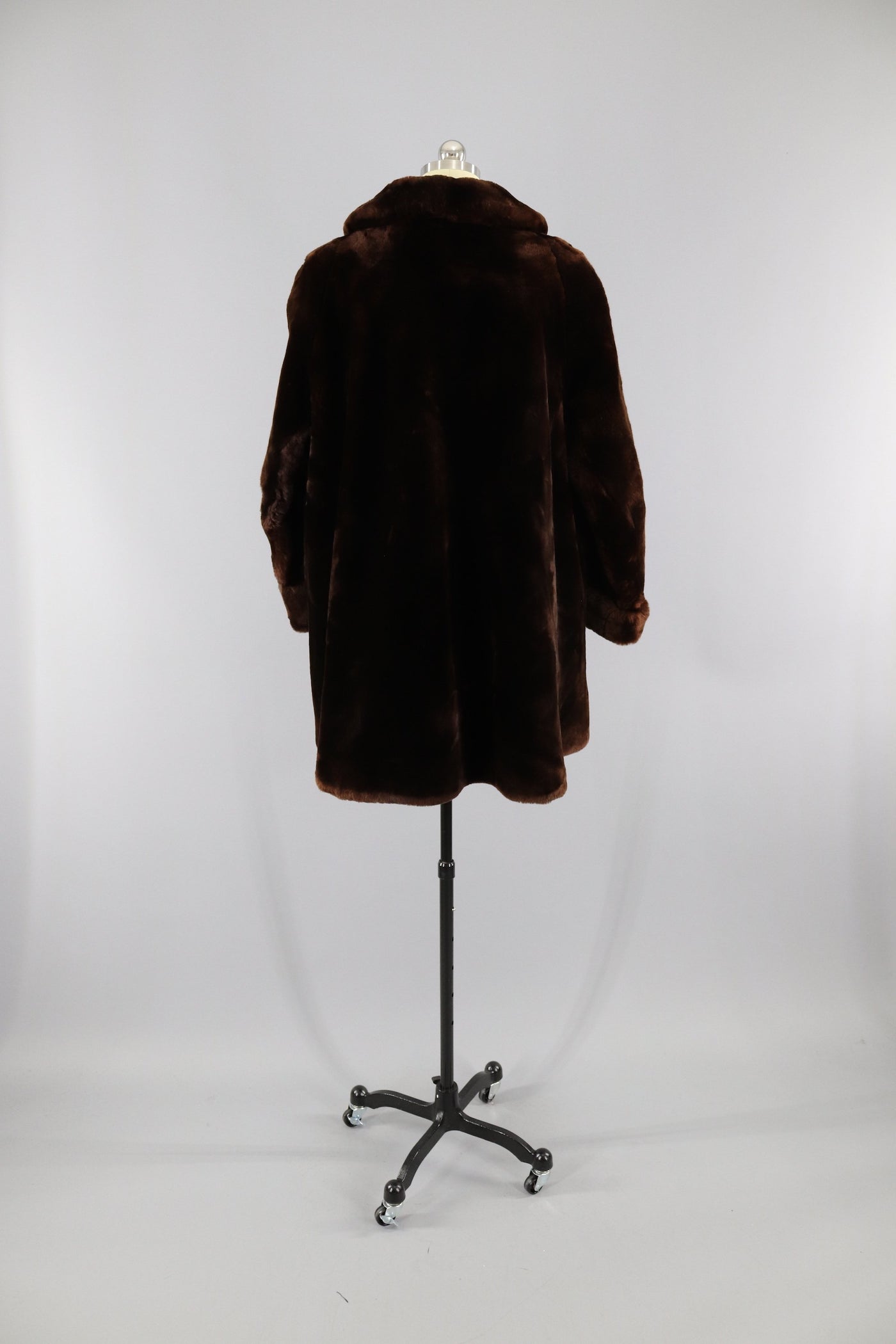 Vintage 1950s Mouton Fur Coat / Dark Brown Fur Sheared Lamb - ThisBlueBird