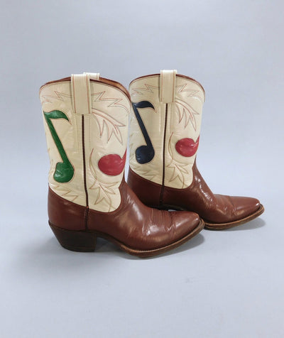 Vintage 1940s - 1950s Olsen-Stelzer Boots / Musical Notes / Custom Made - ThisBlueBird