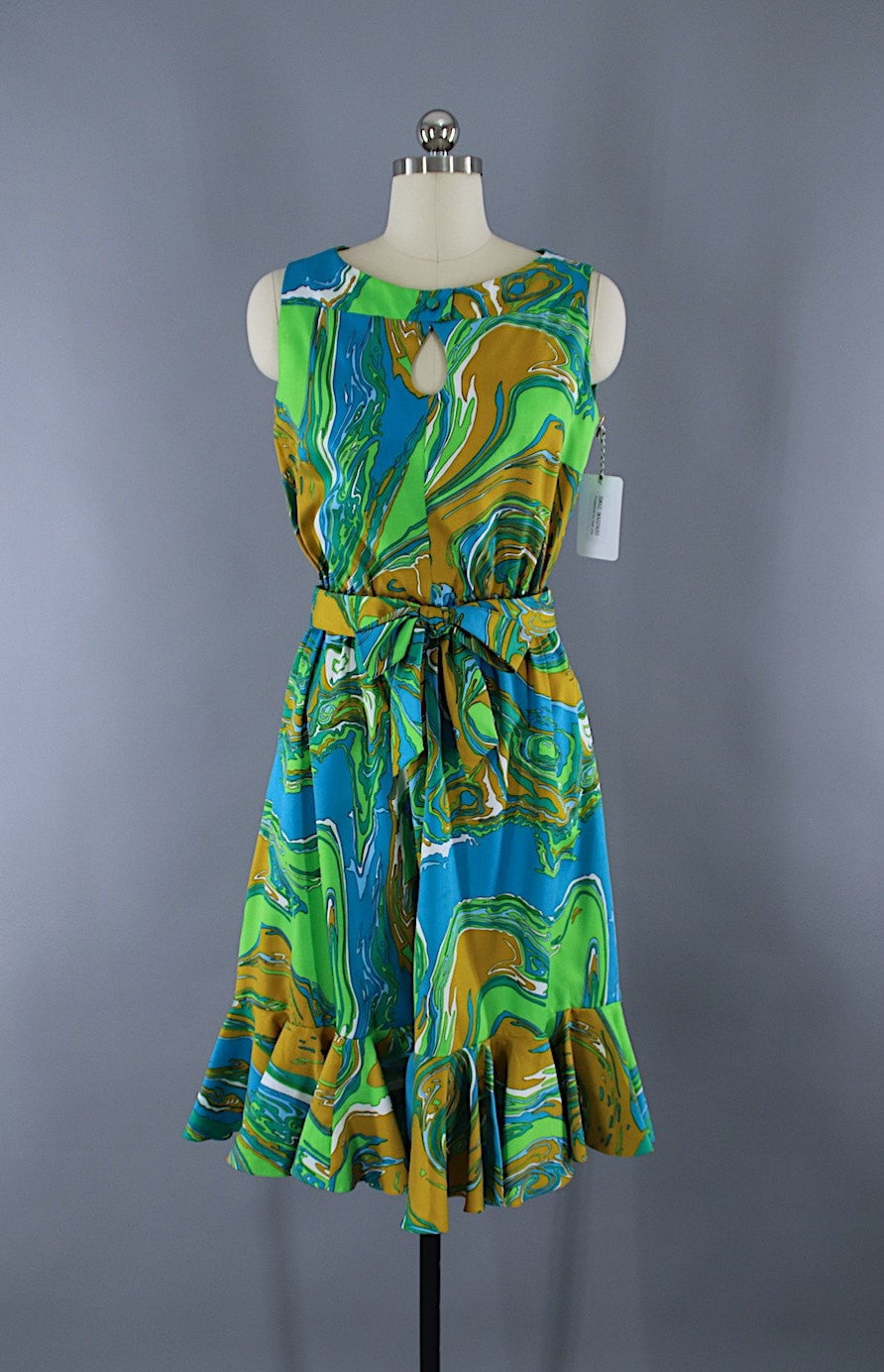 Vintage 1960s Day Dress / Aqua Blue Marble Print / Opducke's of Streat –  ThisBlueBird