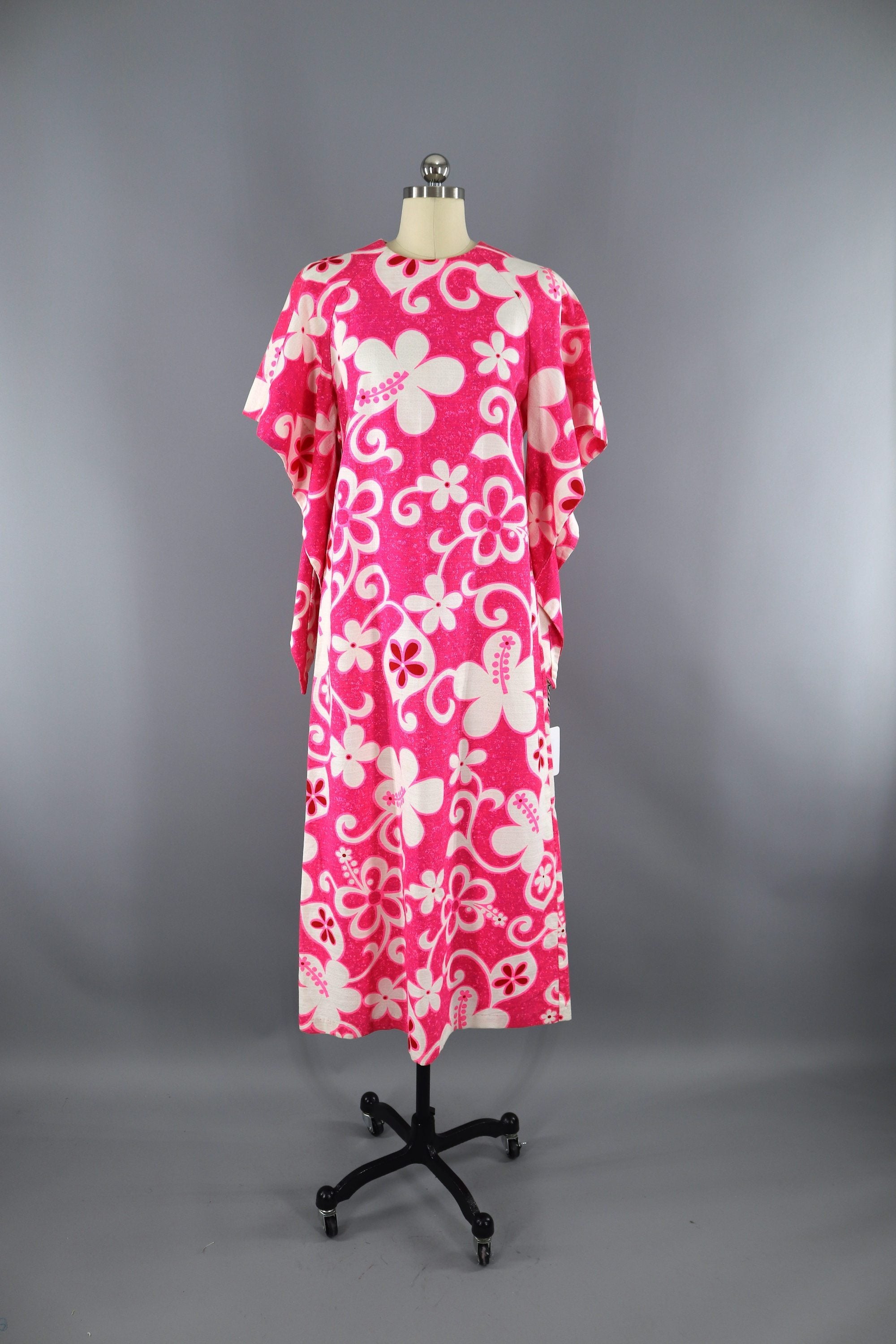 pink hawaiian print dress Vintage 1960s Hawaiian Dress / NEON PINK Mod Floral Print – ThisBlueBird