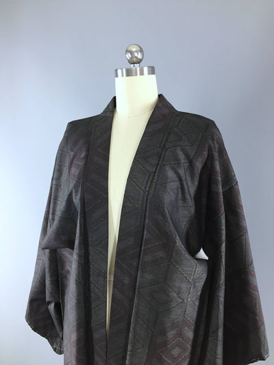 Vintage 1970s Haori Kimono Jacket / Black Diamonds - ThisBlueBird