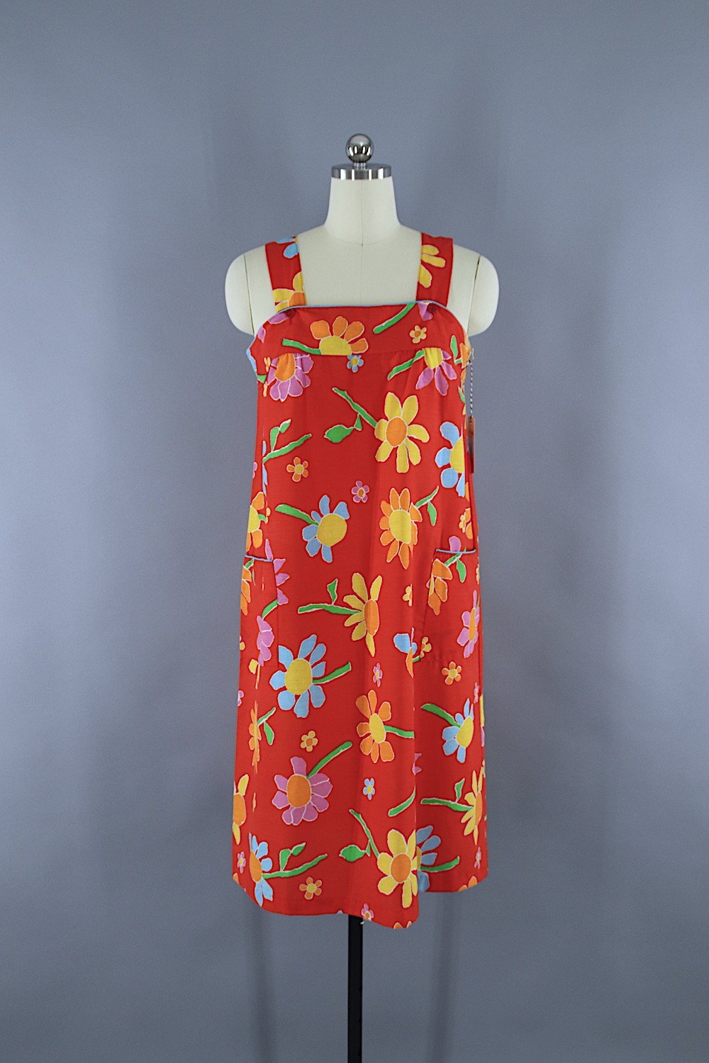 Vintage 1980s Sundress / Red Floral Print - ThisBlueBird