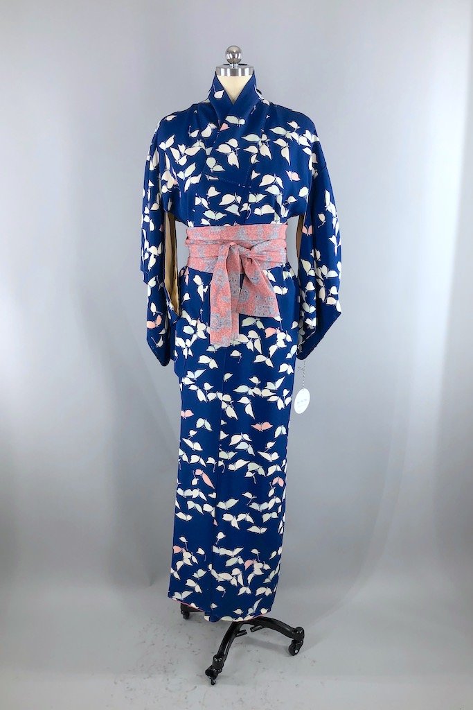 Blue And Pink Butterfly Print Men's Robe