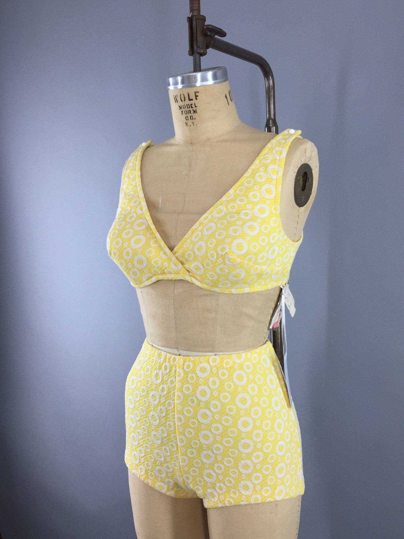 Vintage Itsy Bitsy Teeny Weeny Yellow Polka Dot Bikini Swimsuit / 1960s Swim Suit - ThisBlueBird