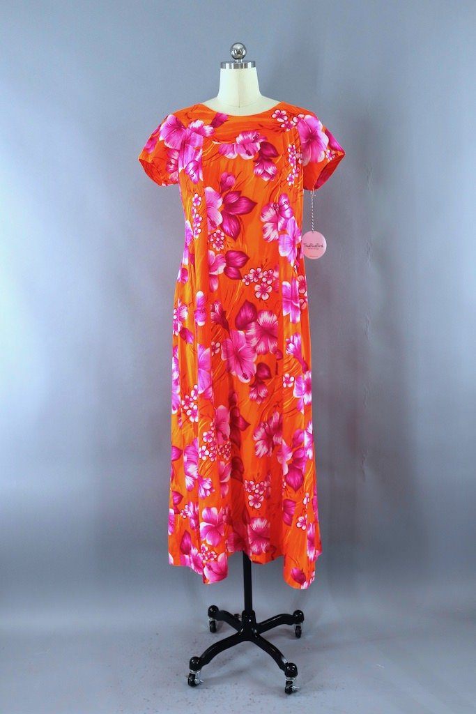 chinese dress ladies Waipio Off Shoulder Hibiscus Ankle Length Hawaiian Dress