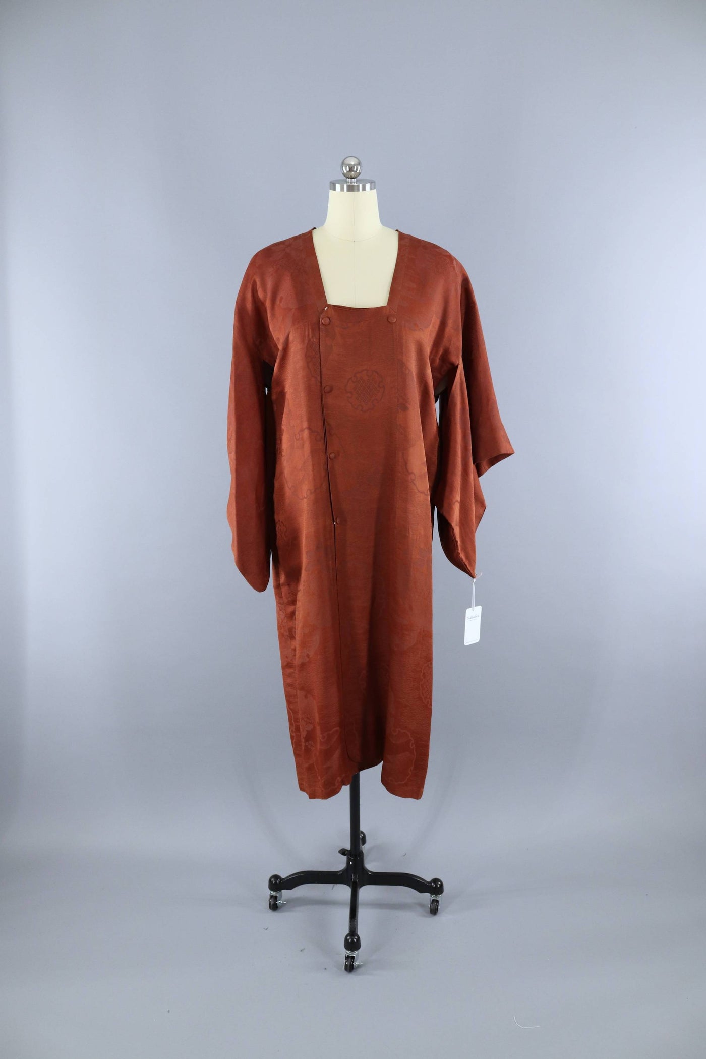 Vintage Silk 1940s Kimono Jacket Coat / Milk Chocolate Brown - ThisBlueBird