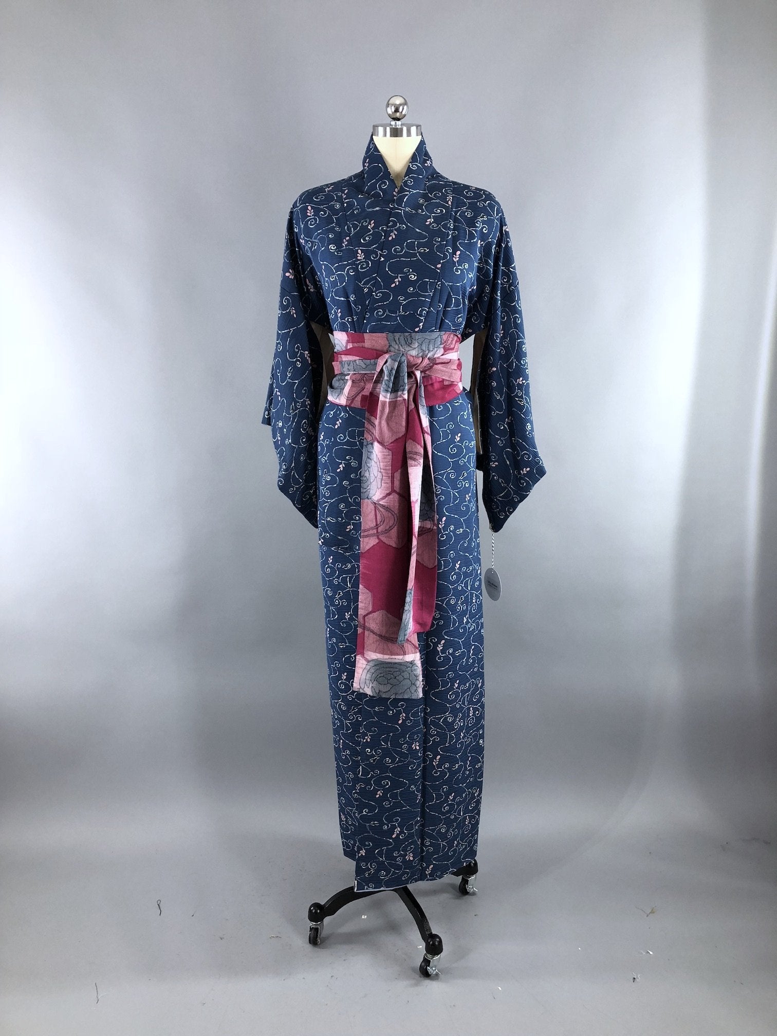 Vintage Vivid Floral Silky Kimono Robe main image 0