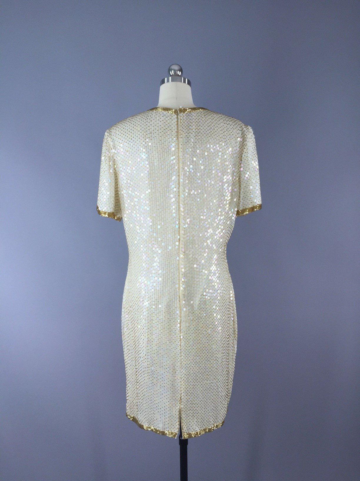 Vintage White Beaded Dress / Destination Wedding - ThisBlueBird