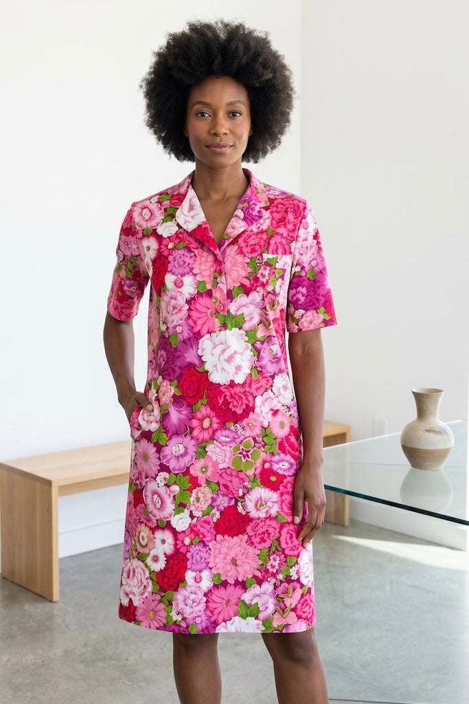 Vintage Ken Scott Pink Floral Print Dress