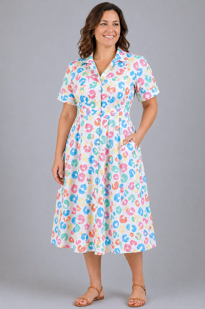 Vintage Abstract Print Day Dress