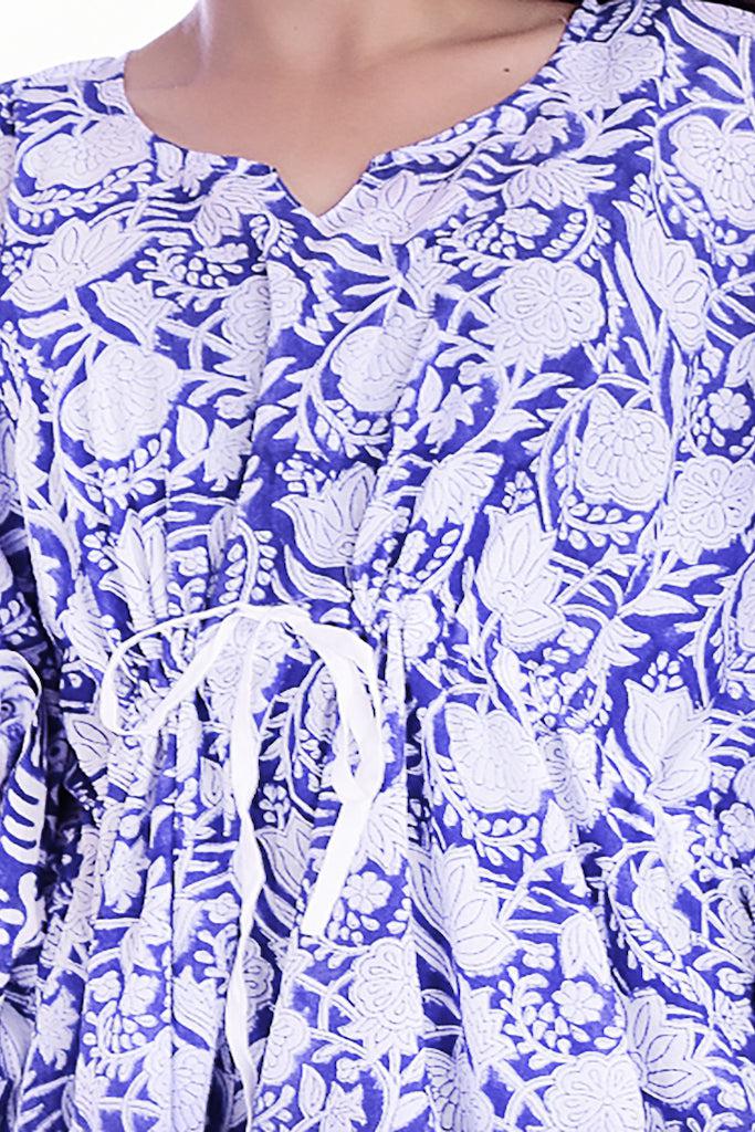 Cotton Block Print Short Kaftan Dress-ThisBlueBird