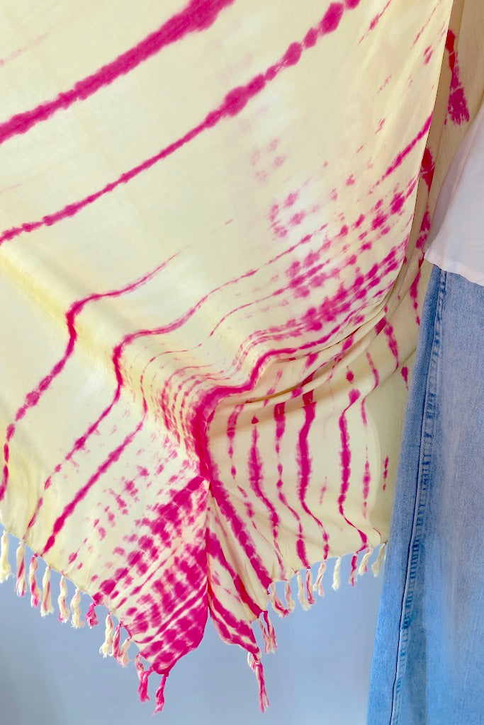 Bali Shibori - Pink Kimono Duster-ThisBlueBird