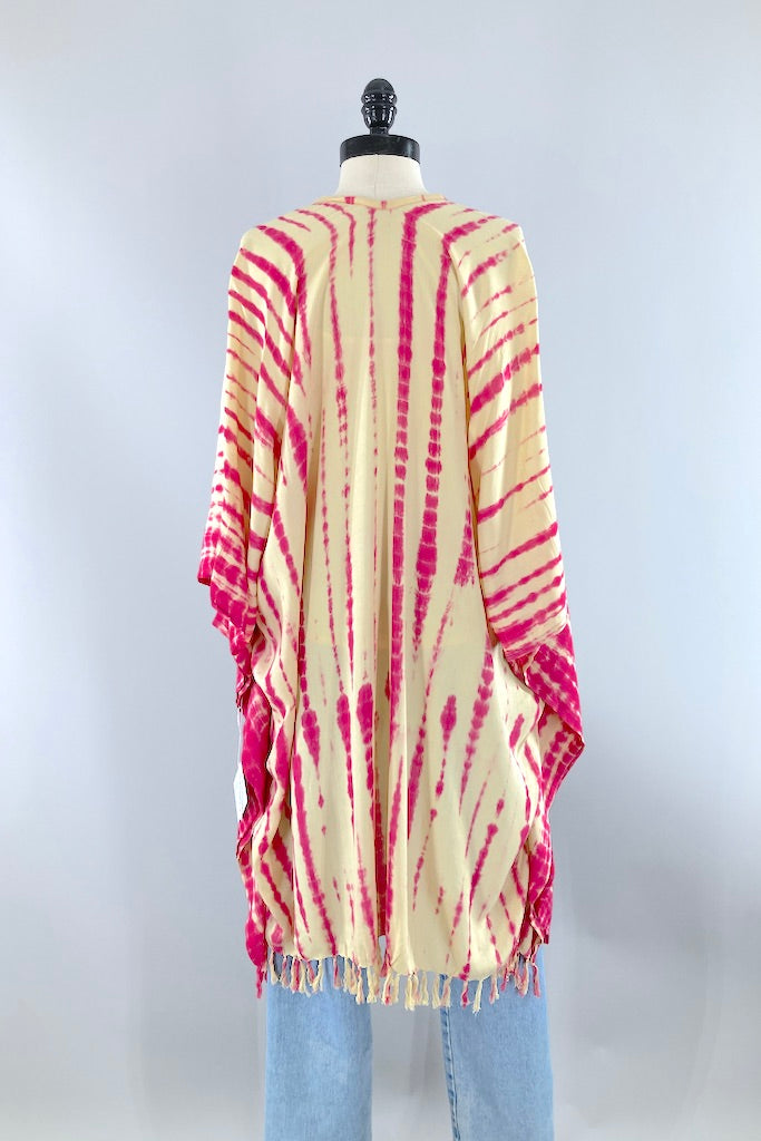 Bali Shibori - Pink Kimono Duster-ThisBlueBird