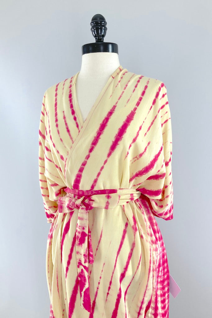 Bali Shibori - Pink Kimono Duster-ThisBlueBird