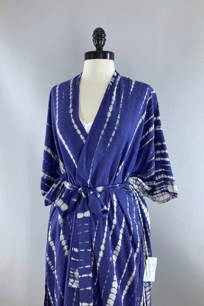 Bali Shibori - Violet Kimono Robe-ThisBlueBird