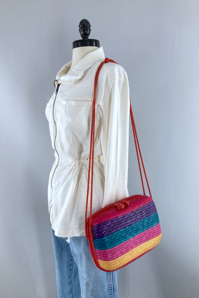 Vintage Liz Claiborne Straw Purse-ThisBlueBird