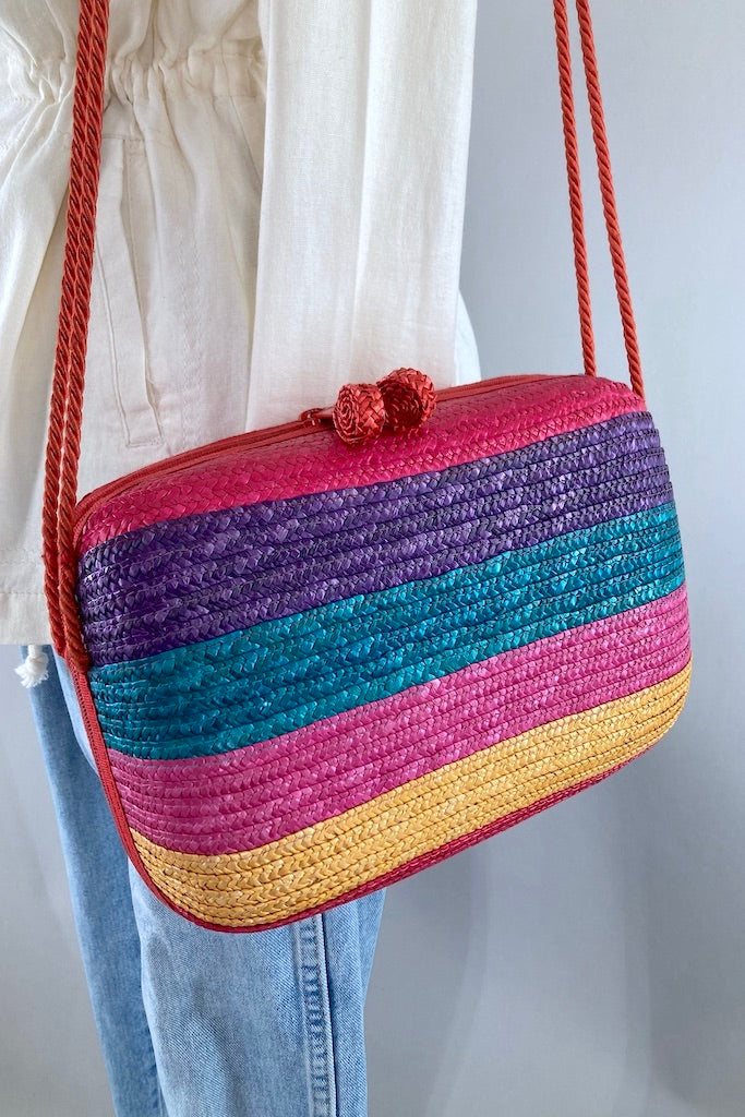 Vintage Liz Claiborne Straw Purse-ThisBlueBird