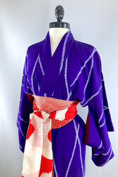 Vintage Purple Ikat Silk Kimono-ThisBlueBird