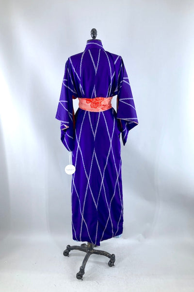 Vintage Purple Ikat Silk Kimono-ThisBlueBird