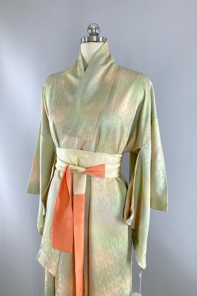 Vintage Green Ombre Silk Kimono-ThisBlueBird