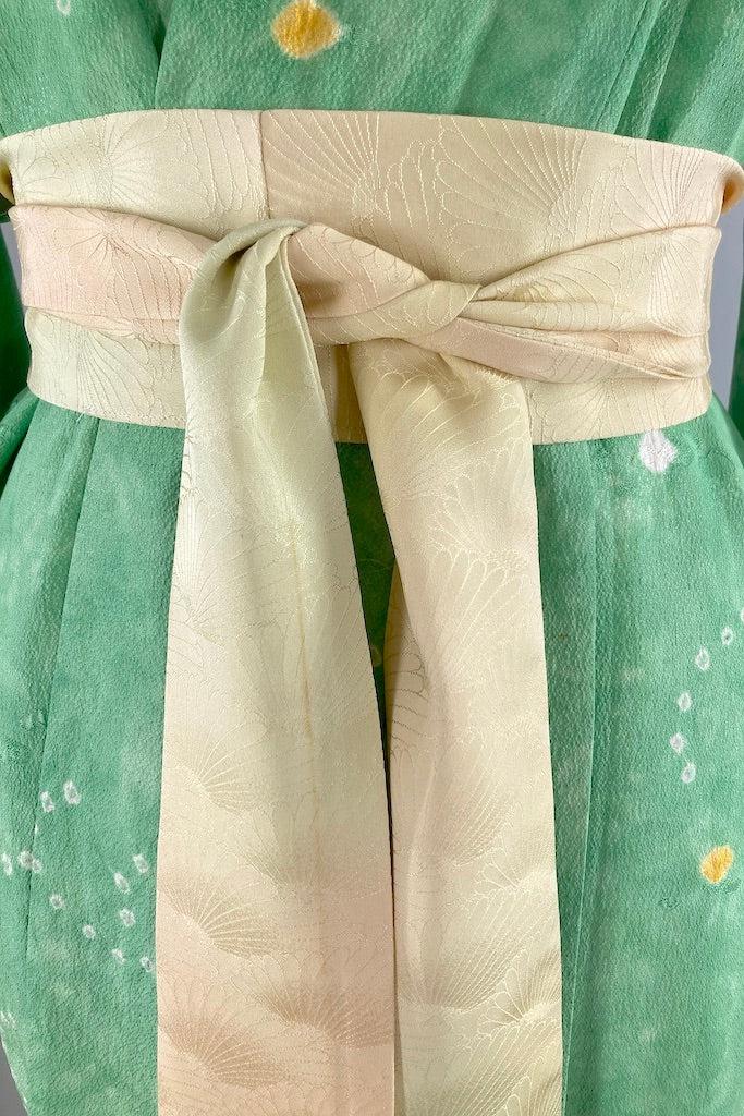 Vintage Sea Green Shibori Silk Kimono-ThisBlueBird