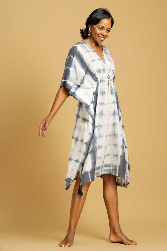 Shibori Tie Dyed Kaftan Dress-ThisBlueBird