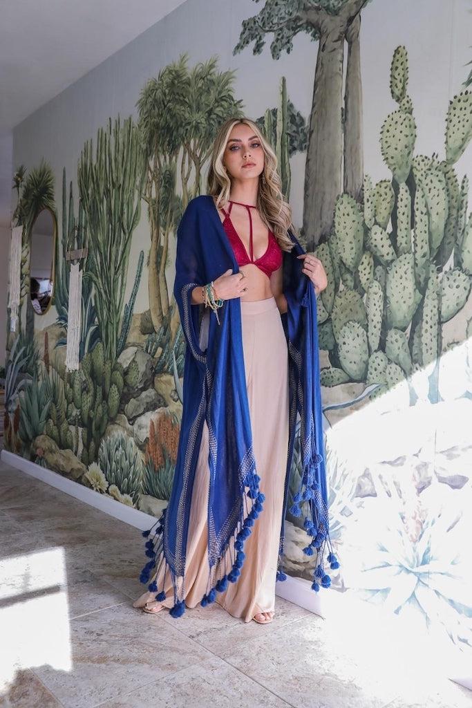 Tassel Fringe Maxi Kimono-ThisBlueBird