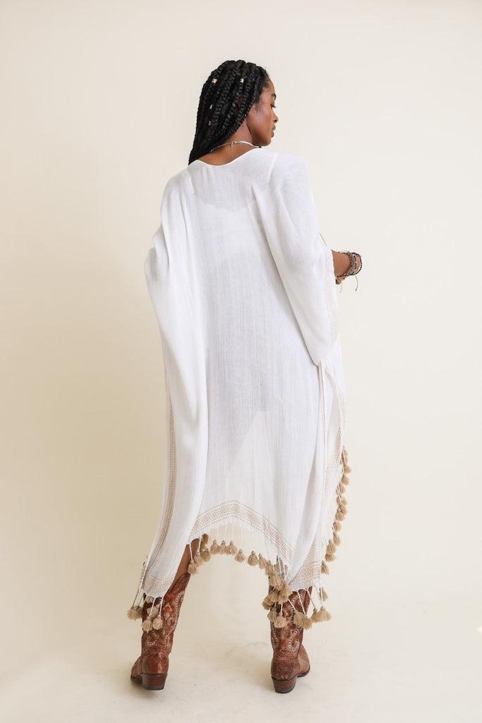 Tassel Fringe Maxi Kimono-ThisBlueBird