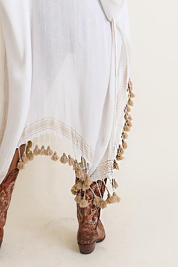Tassel Fringe Maxi Kimono-ThisBlueBird