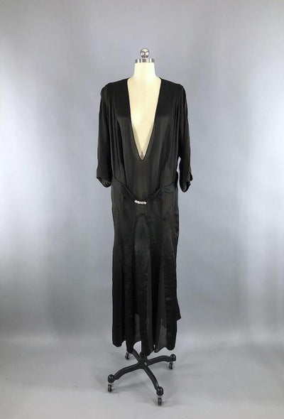 Vintage 1920s-1930s Silk Dress with Matching Vest-ThisBlueBird