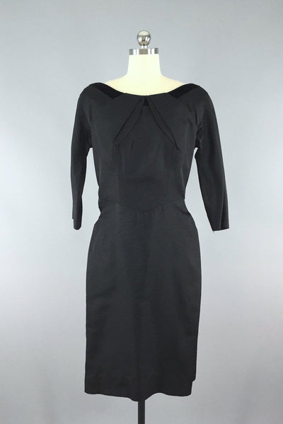 Vintage 1950s Black Taffeta New Look Dress-ThisBlueBird