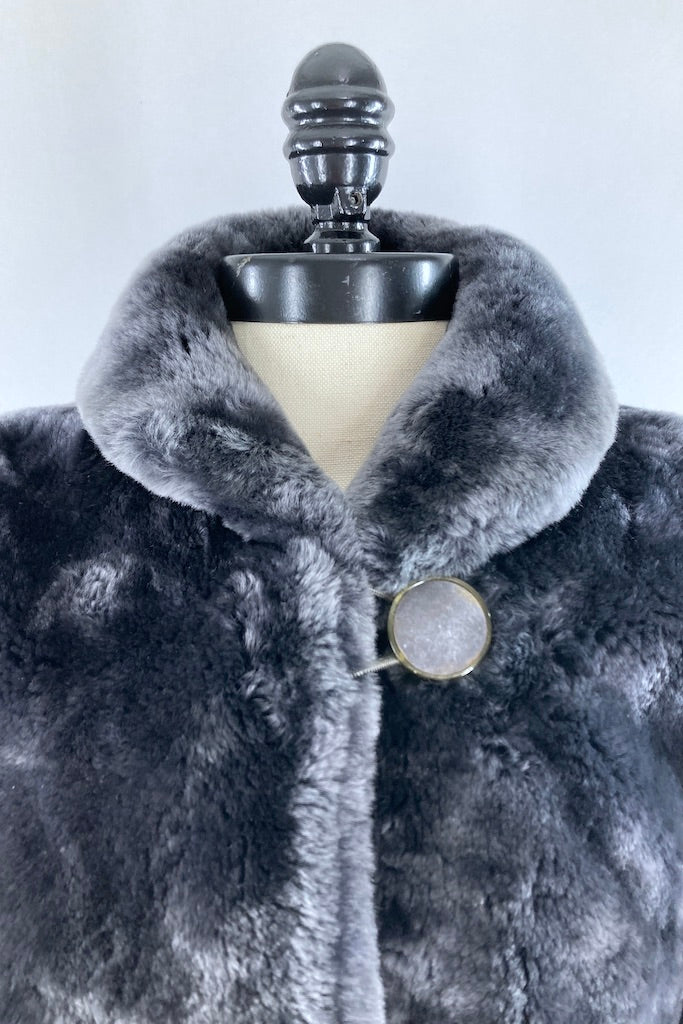 Vintage 1950s Grey Mouton Fur Coat-ThisBlueBird