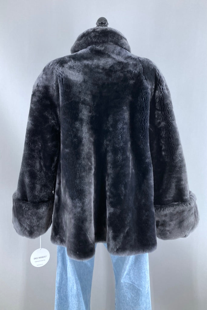 Vintage 1950s Grey Mouton Fur Coat-ThisBlueBird